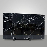 Dalle de marbre Nero Marquina poli, marbre noir naturel, pierre naturelle avec fines veines blanches pour mur, sol et plan de travail