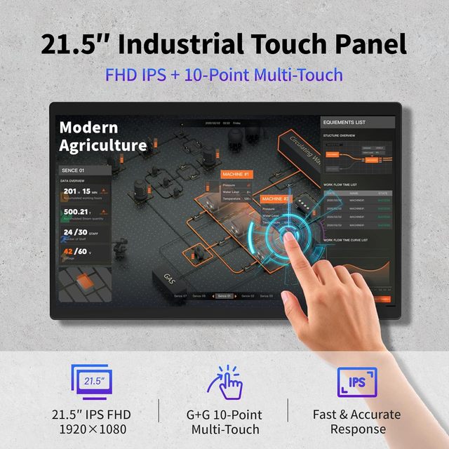 21.5" All-in-One Computer Android 12 12-Core Touchscreen Industrial Panel PC Wall Mount RK3399 4GB RAM 64GB ROM 1920x1080 IPS