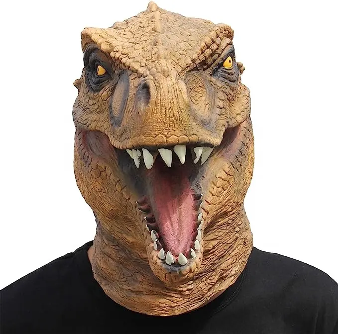 Topeng dinosaurus Halloween, kostum Cosplay hewan, topeng pesta lateks kepala penuh naga, kostum Cosplay hewan, masker dinosaurus Halloween