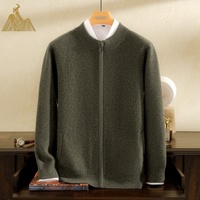 Cardigan en cachemire classique à col semi-montant, épais et doux, tricoté, calibre 12, disponible en gros, OEM, ODM