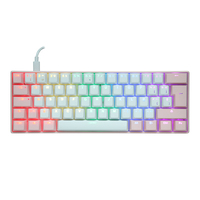 Produsen Keyboard Profesional Kustom Pink Spanyol 61 Tombol Keyboard Mekanik Keycaps Tembus Cahaya Merah Muda Keyboard Gaming Rgb