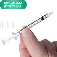 Jeringa de 1 ml para Uso Oral de Líquidos, Medición y Dispensación en Laboratorios Científicos con Tapa - Paquete de 100