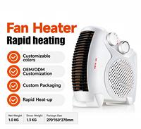 Chauffage d'appoint blanc et noir NTS-208A 2000W, radiateur électrique à air chaud avec bouton rotatif 3 vitesses pour la maison et le bureau