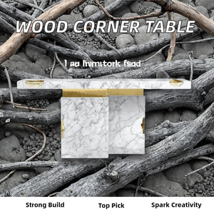 <span class=keywords><strong>Table</strong></span> d'appoint d'angle en bois massif, faite à la main, convertible en canapé 5 places, <span class=keywords><strong>table</strong></span> d'entrée, salon, base géométrique moderne, contemporaine - Product Image 3