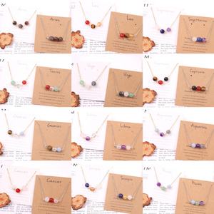 Entrega rápida Lucky Gemstone Rose Quartz Stress Relief Fashion Crystal Zodiac Necklace Set <span class=keywords><strong>para</strong></span> regalo perfecto - Product Image 3