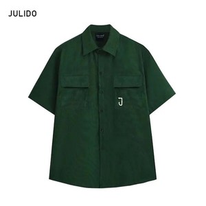 เสื้อเชิ้ตผ้าลูกฟูกแขนยาวปานกลางของผู้ชายใส่ได้ทั้งชายและหญิง, ผ้าฝ้ายระบายอากาศแขนห้าส่วนสำหรับ100% แฟชั่นฤดูร้อน - Product Image 4