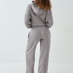 Conjunto Deportivo de Invierno para Mujer, Talla Grande, Color Sólido, con Capucha, Diseño Corto, Resistente al Viento y Transpirable - Product Image 4