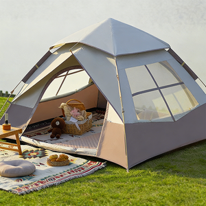 Ein-Zimmer-Familienzelt Vier-Jahreszeiten-Automatikzelt für Innen/Außen 2000-3000mm Wasserdichtes Verstärktes Oxford-Gewebe mit Glasfaserstangen zum Campen - Product Image 3