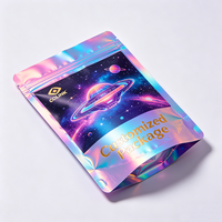 Sacs Mylar holographiques personnalisés à fermeture éclair, résistants aux enfants, pour mélanges de thé, collations, compléments alimentaires et présentation en magasin