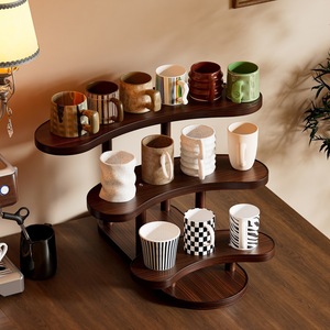 <b>Desktop</b> <b>shelf</b> with rounded tiers, suitable for home use in living rooms and tea rooms, featuring cup holders, organizers, and - Product Image 1