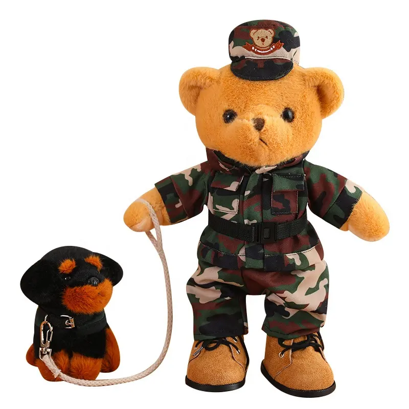 13 pouces câlin doux camouflage camouflage ours en peluche personnalisé armée militaire uniforme peluche soldat en peluche peluche jouet