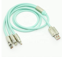 Kabel USB 3 in 1 Pengisian Daya Super Cepat 120W dari Paduan Seng dengan Selubung TPE Kepang Tipe C & Micro USB untuk iPhone
