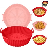 Panier rond antiadhésif pour aliments Accessoires pour four Pot de friteuse à air Doublures en silicone