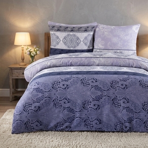 Ensemble de housse de couette Buymax 3 pièces <span class=keywords><strong>200x200</strong></span> cm 100% coton renforcé Motif floral Certifié Oeko-TEX Fermeture à glissière Taies d'oreiller - Product Image 3