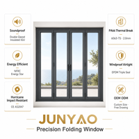 Fenêtre accordéon horizontale en alliage d'aluminium JUNYAO résistante aux intempéries, à économie d'énergie, avec isolation PA66 5+20A+5, conforme NFRC Floride