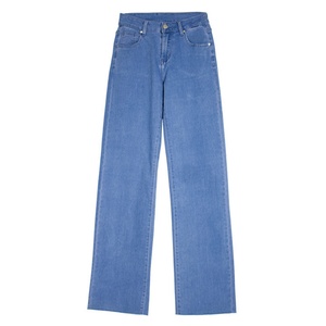 Jeans Anchos Elásticos para Mujer, Talla Grande, Color Azul Lavado, Estilo Casual de Invierno con Decoración de Botones y Borlas, Diseño Sólido - Product Image 5