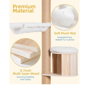 Árbol para Gatos Alto de Piso a Techo para Gatos Grandes, Poste Rascador, Cama Tipo Cueva Ajustable, Hamaca, Poste de Escalada para Gatos de Interior - Product Image 4