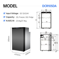 Réfrigérateur vertical Colku pour camping-car 104L, encastrable, compresseur 12V 24V, réfrigérateur-congélateur double zone pour camping-car et motorhome