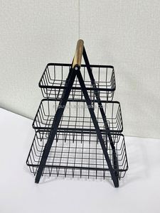 3-Layer Foldable & Easy Install Metal Wire Basket for Fruit & Vegetables Household <b>Kitchen</b> <b>Storage</b> Rack - Product Image 4