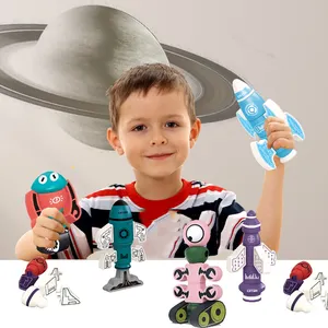 Educación 4 en 1 diy bloques de construcción magnética juguetes de cohetes para niños