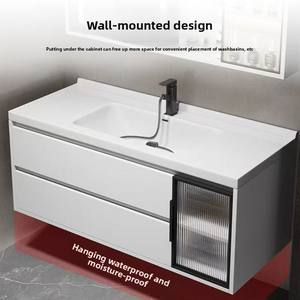 Fabricant Vente en gros <span class=keywords><strong>Meuble</strong></span> sous-vasque LED intelligent avec <span class=keywords><strong>lavabo</strong></span> mural en céramique Style moderne gris - Product Image 4