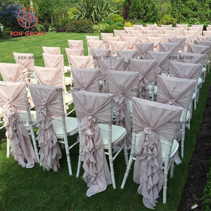 <span class=keywords><strong>Sedia</strong></span> Chiavari in Stile Boho con Cornice in Legno Bianco e Copertura in Chiffon Arricciato, per Matrimoni all'Aperto, Banchetti, Ricevimenti in Hotel, Eventi e Feste - Product Image 5
