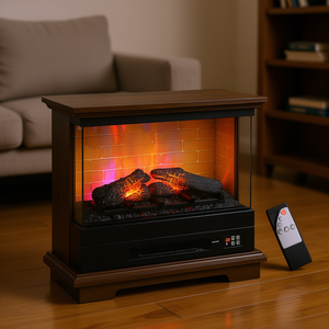 Chimenea Eléctrica de 26 Pulgadas en Color Marrón con Control Remoto, Pantalla LED, Llama Multicolor, Temperatura Ajustable, para el Hogar - Product Image 2