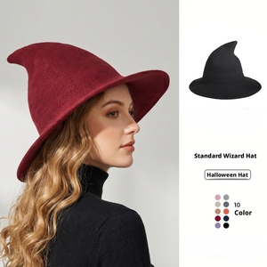 <span class=keywords><strong>Chapeau</strong></span> de sorcière en coton tricoté pour Halloween, style Europe et Amérique, pour femmes, hommes et enfants, idéal pour les fêtes - Product Image 1