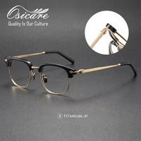Lunettes de Marque de Luxe Vintage Noires avec Verres Classiques Imprimés, Montures de Lunettes de Créateur en Titane Mélangé pour Hommes