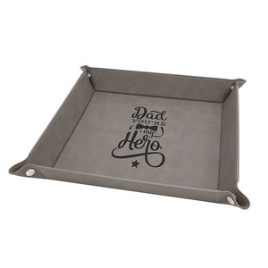 Bán buôn trang trí nội thất Snap up lưu trữ khay tùy chỉnh gấp Valet khay bandejas de almacenamiento laserable giả da bắt khay - Product Image 4