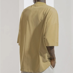 T-shirt de poids lourd en coton jaune sur la taille T-shirt à motif de logo imprimé personnalisé pour homme - Product Image 2