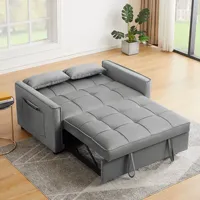 Canapé-lit convertible moderne en velours gris avec design pliable, dossier réglable, 3 options de longueur, portable pour salon