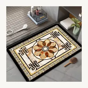 Traditional Chinese craftsmanship modern air door mats Black border white solid color carpet Uniform composition