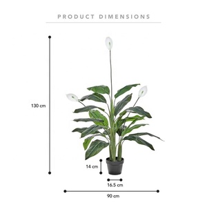 Giá Rẻ Faux Màu Xanh Lá Cây Nhà Máy Trong Nhà Lớn Lá Giả Spathiphyllum Hoa Nhân Tạo Hòa Bình <span class=keywords><strong>Lily</strong></span> Trong Nồi Cho Nhà Văn Phòng Nhà Hàng Trang Trí Nội Thất - Product Image 2