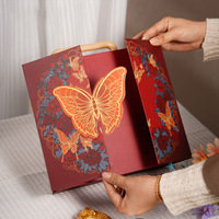 Boîte cadeau rigide en papier à double porte, imprimée sur mesure, avec poignée, motif floral, pour emballage de bijoux, idéale pour les petites entreprises