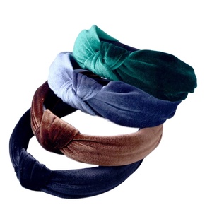Cina All'ingrosso Della Fabbrica di Alta Qualità Delle Ragazze Hairband Velluto Fasce Larghe Croce Annodato Fasce Per Capelli - Product Image 1