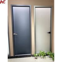 Portes battantes en aluminium à double volet au design moderne et simple Porte vitrée intérieure silencieuse étanche pour un usage domestique