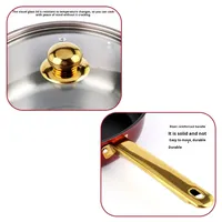 Marmite à soupe dorée à double anse, colorée, 12 pièces, en acier inoxydable série 400, design moderne, compatible tous feux, avec couvercle en verre