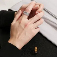 GOLDIX Vintage Distressed Edelstahl Statement Daumen ring Unregelmäßige konkave konvexe Linie Einzigartiges breites Band Modischer Ring