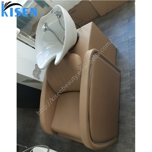 Fauteuil de lavage Kisen en cuir PU de luxe moderne avec cuvette en céramique pour salons de coiffure, hôtels et salles de bain - Product Image 6