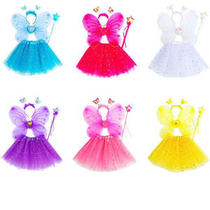 Conjunto de 4 Piezas de Disfraz de Hada Mariposa para Niñas Pequeñas, Vestido de Princesa con Alas de Mariposa, Tutú y Falda de Princesa - Product Image 2