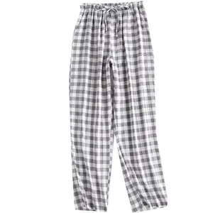 Bán Buôn Mềm Cotton Đồ Ngủ Quần Kẻ Sọc Flannel Chân Rộng Pyjama Bottoms Cho Phụ Nữ