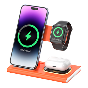 Dispositivos electrónicos Cargador inalámbrico rápido 3 en 1 Soporte de carga inalámbrico compatible con <span class=keywords><strong>Apple</strong></span> y Android - Product Image 1