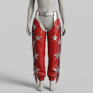 Personalizado mujer elegante cuero rojo Western Cowboy Chaps nuevo estilo chino pantalón de cuero para equipo de equitación - Product Image 1
