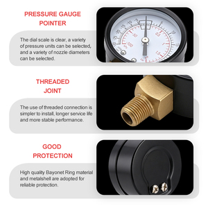 Manomètre de pression sous vide ZX-2-1 -30 InHg/0-30 <span class=keywords><strong>PSI</strong></span>, double échelle, raccord inférieur 1/4 NPT, boîtier en acier noir, connecteur en laiton - Product Image 6