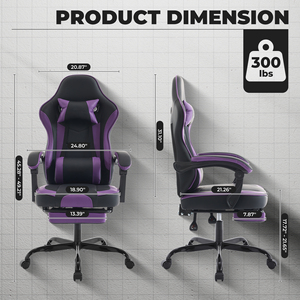 <span class=keywords><strong>Sedia</strong></span> <span class=keywords><strong>da</strong></span> <span class=keywords><strong>Gaming</strong></span> Ergonomica con Poggiapiedi, Massaggio Lombare, Altezza Regolabile, Girevole, Capacità di Carico Massima 136 kg, Nero e Viola - Product Image 5