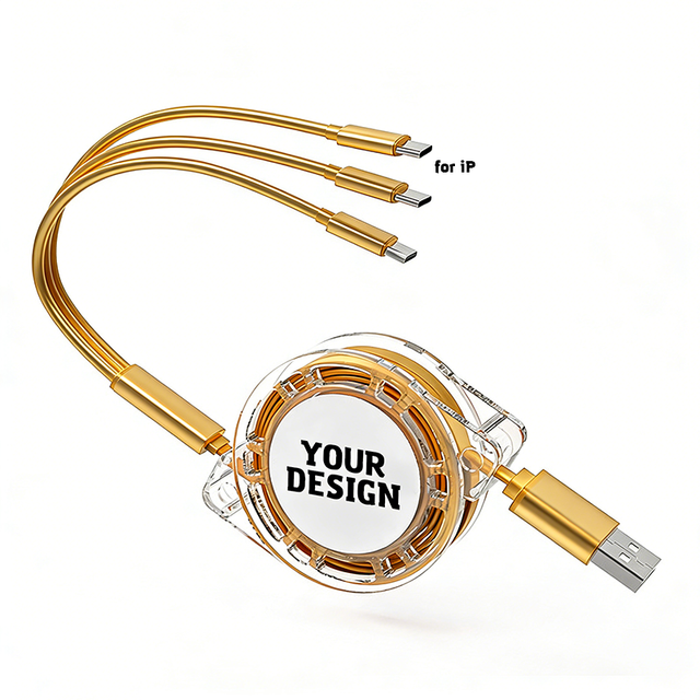 Gift Promotional Customized Brand Logo Design 3in1 USB Charging Cable Wholesale USB-C Plug Charger Cable