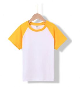 เสื้อยืดเด็ก 100% ผ้าฝ้าย พิมพ์โลโก้ตามสั่ง แขนเสื้อแบบแร็กแลน เสื้อผ้าเด็ก เสื้อยืดเด็กสีเข้าชุด - Product Image 2