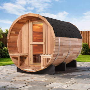 Sauna a Botte da Esterno AmeGarden in Legno <span class=keywords><strong>di</strong></span> Pino Bianco Naturale per Spa Domestica e Benessere, 2-4 Persone, Disponibile - Product Image 1