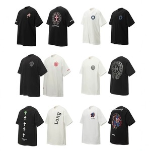 Camiseta de Manga Corta CH Croma de Algodón, Exclusiva para Comercio Exterior, Venta al Por Mayor, Lisa, Sin Arrugas, Casual, Blanca, para <span class=keywords><strong>Hombre</strong></span> y Mujer - Product Image 1